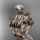 14k rose gold leaf and vine wedding ring, engagement set ADLR343S