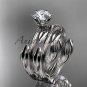14k white gold leaf and vine wedding ring, engagement set with a Moissanite center stone ADLR343S