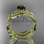 14k yellow gold leaf and vine engagement set with a Black Diamond center stone ADLR343S