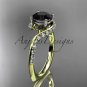 Unique 14k yellow gold engagement ring, wedding ring with a Black Diamond center stone ADLR277