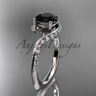 Unique platinum  engagement ring, wedding ring with a Black Diamond center stone ADLR277