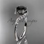 Unique platinum  engagement ring, wedding ring with a Black Diamond center stone ADLR277