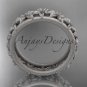 14kt white gold flower wedding ring, engagement ring, wedding band ADLR163G