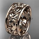 14kt rose gold leaf and vine wedding band, engagement ring ADLR150G