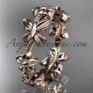 14kt rose gold floral butterfly wedding ring, engagement ring, wedding band ADLR139G