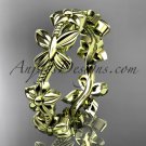 14kt yellow gold floral butterfly wedding ring, engagement ring, wedding band ADLR139G
