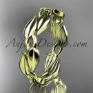 14k yellow gold diamond leaf and vine wedding ring,engagement band ADLR58B