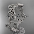 Platinum  celtic trinity knot matte finish wedding band, engagement ring CT7138G