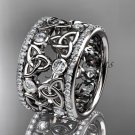 Platinum diamond celtic trinity knot wedding band, bridal ring CT7232B