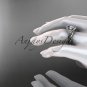 14kt white gold diamond unique engagement set with a "Forever One" Moissanite center stone ADLR166S