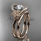 14kt rose gold diamond unique engagement set with a "Forever One" Moissanite center stone ADLR166S