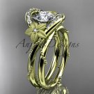 14kt yellow gold diamond unique engagement set with a "Forever One" Moissanite center stone ADLR166S