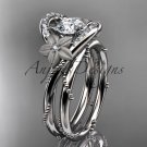 Platinum  diamond unique engagement set with a "Forever One" Moissanite center stone ADLR166S