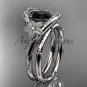 14kt white gold diamond unique engagement set with a Black Diamond center stone ADLR166S