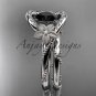 14kt white gold diamond unique engagement set with a Black Diamond center stone ADLR166S