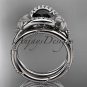 14kt white gold diamond unique engagement set with a Black Diamond center stone ADLR166S