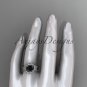 14kt white gold diamond unique engagement set with a Black Diamond center stone ADLR166S
