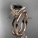 14kt rose gold diamond unique engagement set with a Black Diamond center stone ADLR166S