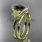 14kt yellow gold diamond unique engagement set with a Black Diamond center stone ADLR166S