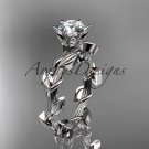 14kt white gold diamond floral wedding ring,engagement ring with a Moissanite center stone ADLR248