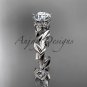 14kt white gold diamond floral wedding ring,engagement ring with a Moissanite center stone ADLR248