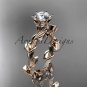 14kt rose gold diamond floral wedding ring,engagement ring with a Moissanite center stone ADLR248