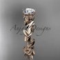 14kt rose gold diamond floral wedding ring,engagement ring with a Moissanite center stone ADLR248