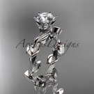 Platinum  diamond floral wedding ring,engagement ring with a Moissanite center stone ADLR248