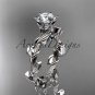 Platinum diamond floral wedding ring,engagement ring with a Moissanite center stone ADLR248