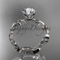 Platinum diamond floral wedding ring,engagement ring with a Moissanite center stone ADLR248