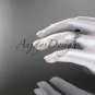 Unique 14kt white gold diamond floral engagement ring with a Black Diamond center stone ADLR248