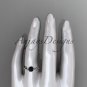 Unique 14kt white gold diamond floral engagement ring with a Black Diamond center stone ADLR248