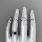 Unique 14kt rose gold diamond floral engagement ring with a Black Diamond center stone ADLR248