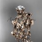 Unique 14kt rose gold diamond floral wedding ring, engagement set ADLR248S