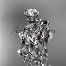 14kt white gold diamond floral engagement set with a Moissanite center stone ADLR248S