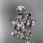 14kt white gold diamond floral engagement set with a Moissanite center stone ADLR248S