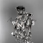 Unique 14kt white gold diamond floral engagement set with a Black Diamond center stone ADLR248S