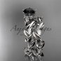 Unique 14kt white gold diamond floral engagement set with a Black Diamond center stone ADLR248S