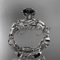 Unique 14kt white gold diamond floral engagement set with a Black Diamond center stone ADLR248S