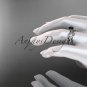 Unique 14kt white gold diamond floral engagement set with a Black Diamond center stone ADLR248S