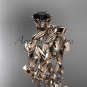 Unique 14kt rose gold diamond floral engagement set with a Black Diamond center stone ADLR248S