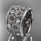 14k white gold diamond flower wedding ring, engagement ring ADLR232