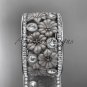 14k white gold diamond flower wedding ring, engagement ring ADLR232
