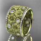 14k yellow gold diamond flower wedding ring, engagement ring ADLR232