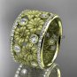 14k yellow gold diamond flower wedding ring, engagement ring ADLR232