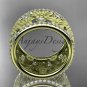 14k yellow gold diamond flower wedding ring, engagement ring ADLR232