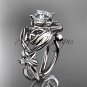 14kt white gold diamond celtic trinity knot engagement ring with a Moissanite center stone CT7501
