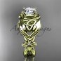 14kt yellow gold diamond celtic trinity knot engagement ring with a Moissanite center stone CT7501