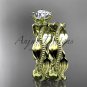 14k yellow gold leaf and vine engagement ring, wedding set ADLR258S