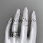 Platinum leaf and vine engagement ring, wedding set ADLR258S